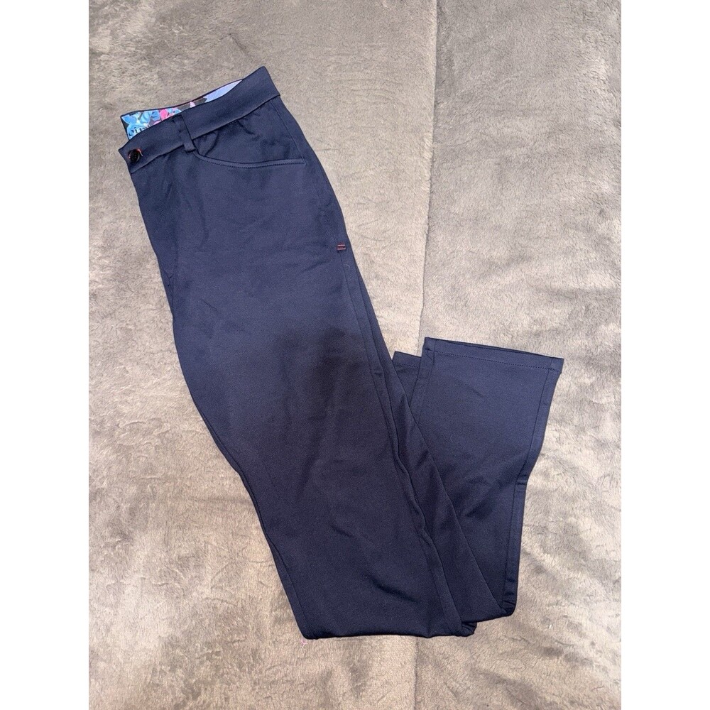 Au Noir Mens Dress Pants 35 Navy Slim Fit Stretch Designer EUC